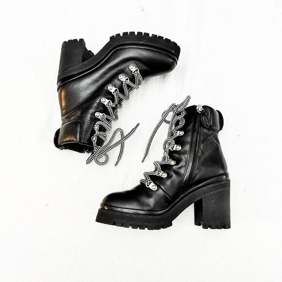 Rebecca Minkoff Lace Up Black Motorcycle Biker Boot Size 6 NWOB - Picture 4 of 8